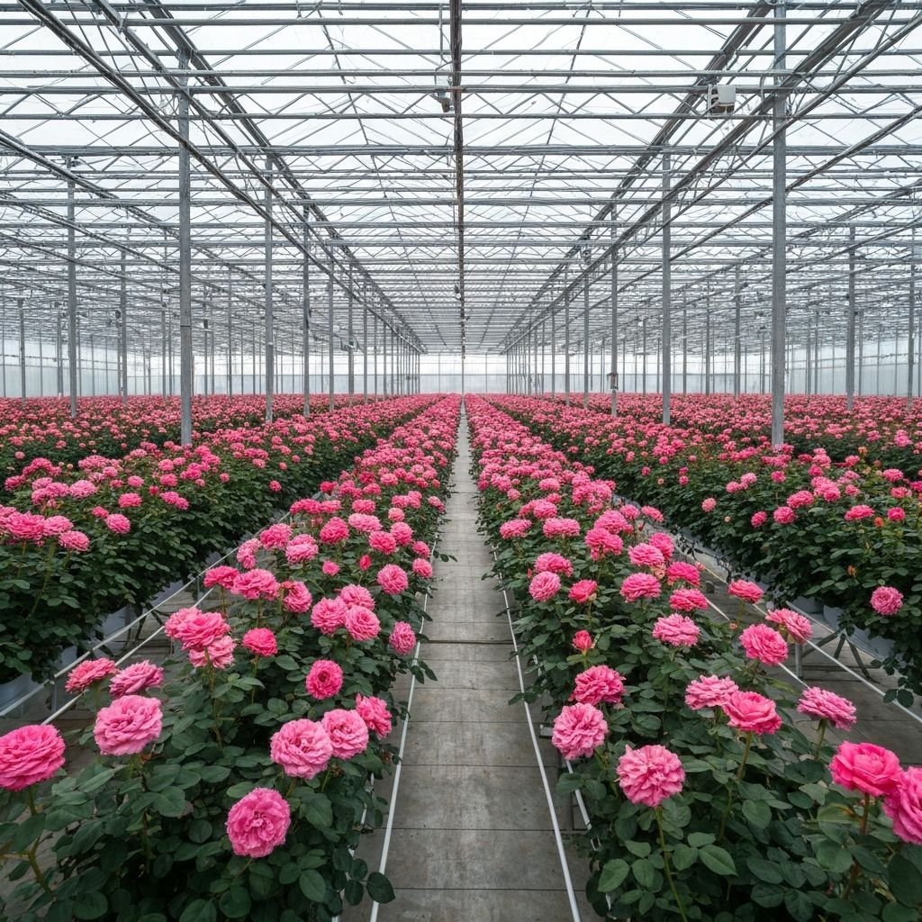 Hi-Tech Dutch Rose Polyhouse with Automated Irrigation